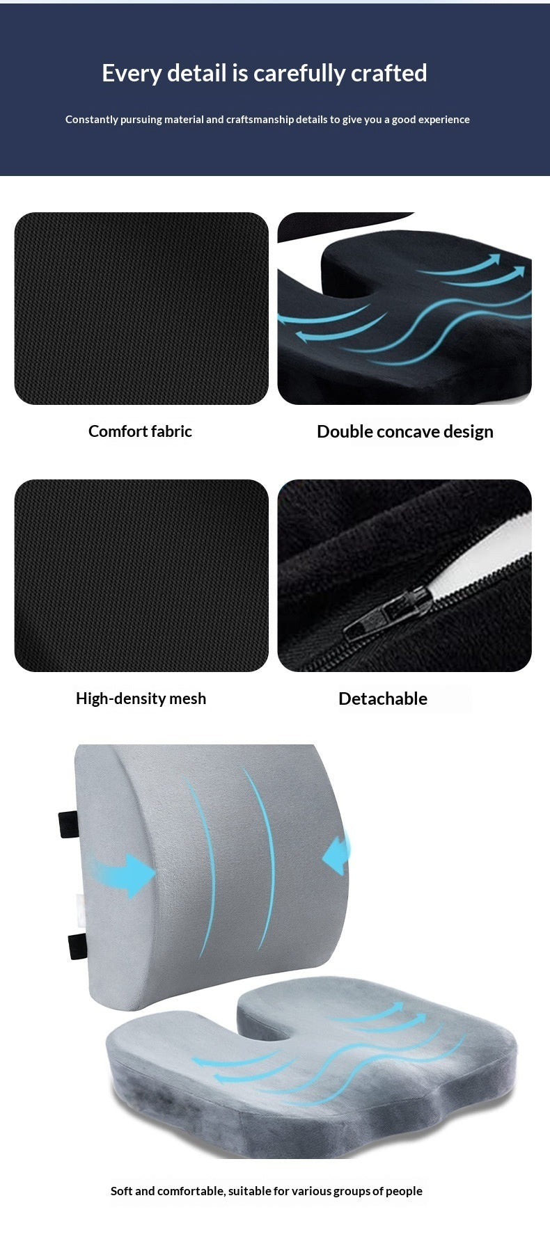 VELORA Core Support Seat Cushion